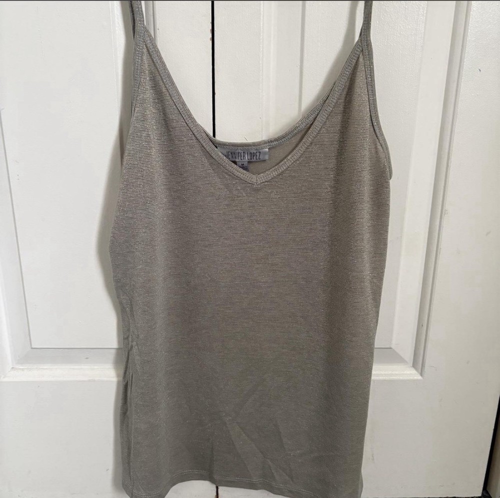 Jennifer Lopez Brown and Gold V-neck Tank Top Size Medium