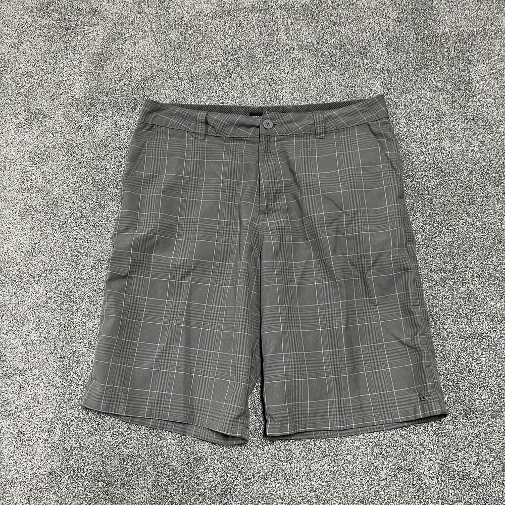 O’Neill Plaid Hybrid Shorts Gray Casual Surf Skate Mens 34