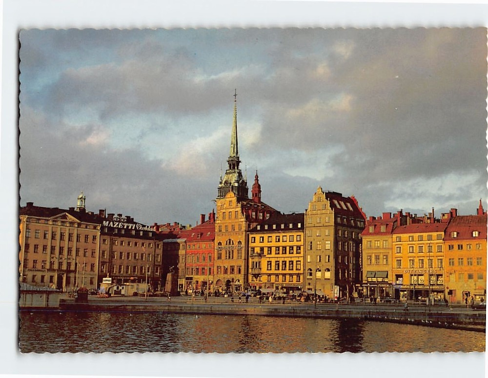 Postcard Kornhamnstorg i kvallsbelysning Stockholm Sweden