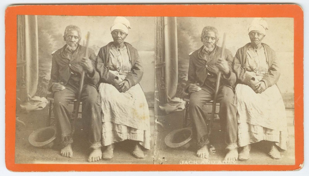D1803~ Ex Slaves Jack & Abby Landlord African American Stereoview Georgia Havens