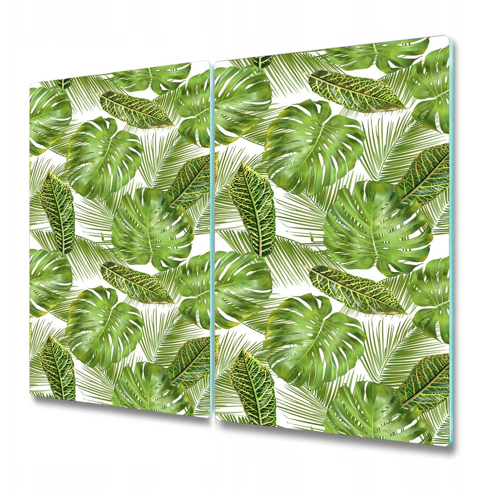 Glass Kitchen Chopping Board Worktop Saver Tropical Leaves with frog 2x30x52