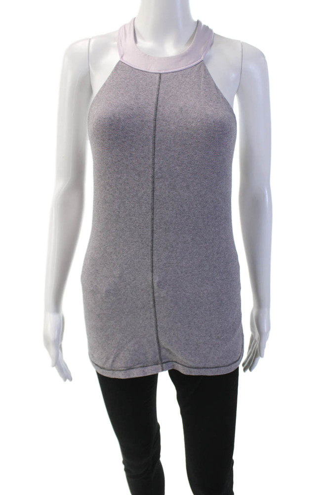 Lululemon Womens Crew Neck Stretch Knit Striped Tank Top Purple Size 6Free Shipping in US $100+ Orders | $6.95 Orders Below