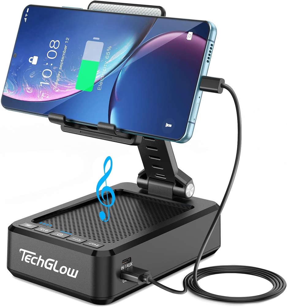 Gifts for Men Women Foldable Cellphone Stand with Bluetooth Speaker and Power Ba