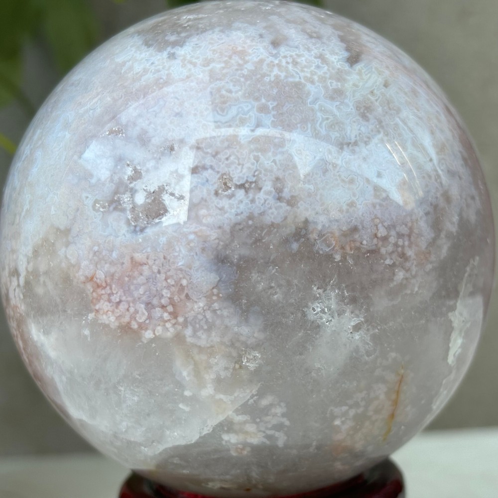 1056g Natural Sakura Agate Quartz Sphere Crystal Ball Reiki Healing Decoration