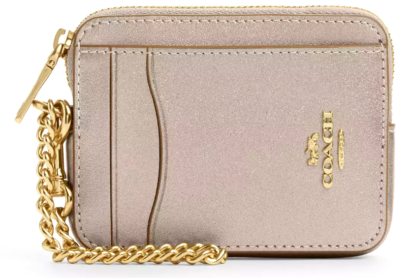 Coach Outlet Pearlized Leather Zip Card Case & Coin Purse