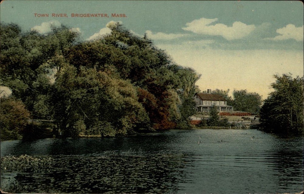 Town River Bridgewater Massachusetts DPO 1910 State Farm MA vintage postcard x43