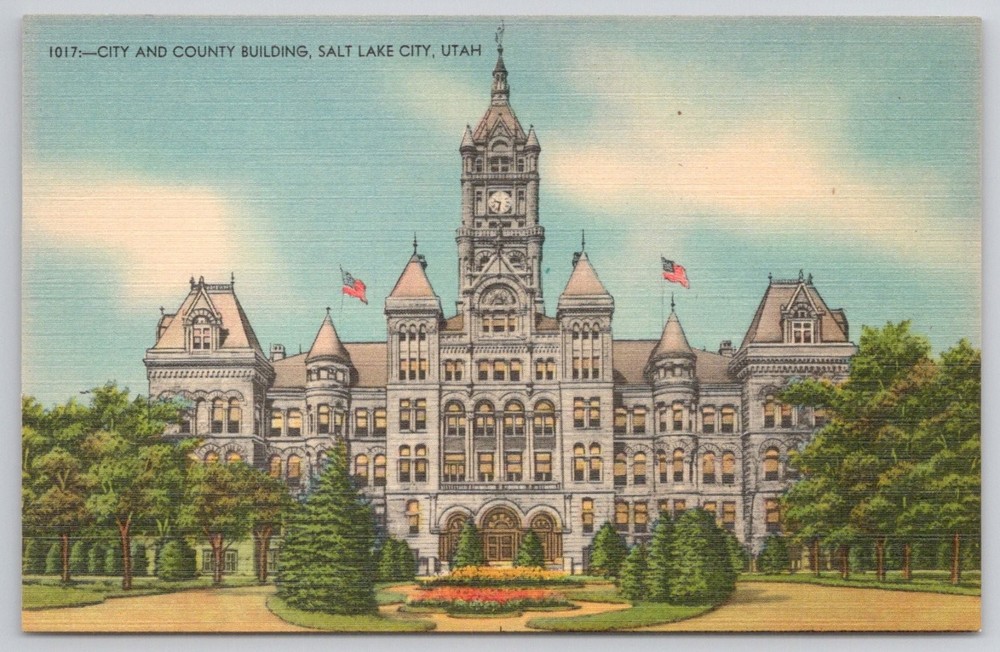 Salt Lake City Utah City & County Building Vintage Postcard Metrocra