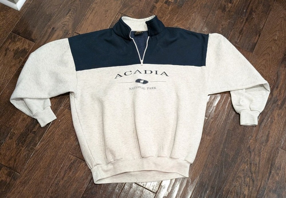 XL Vintage 90s Prairie Mountain USA Made Acadia National Park 1/4 Zip Pullover-image