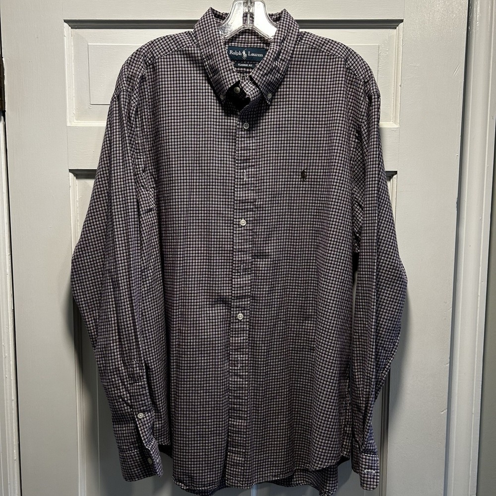 Ralph Lauren Classic Fit XXL Mens Long Sleeve Button Down Shirt Purple/Plum