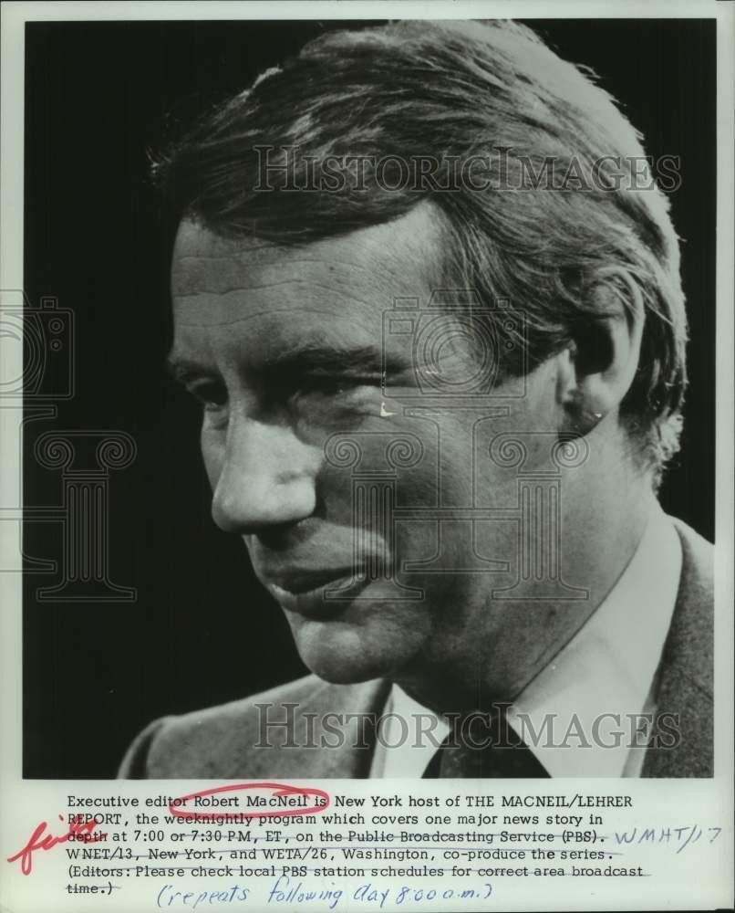 1978 Press Photo Robert MacNeil hosts The MacNeil/Lehrer Report on PBS