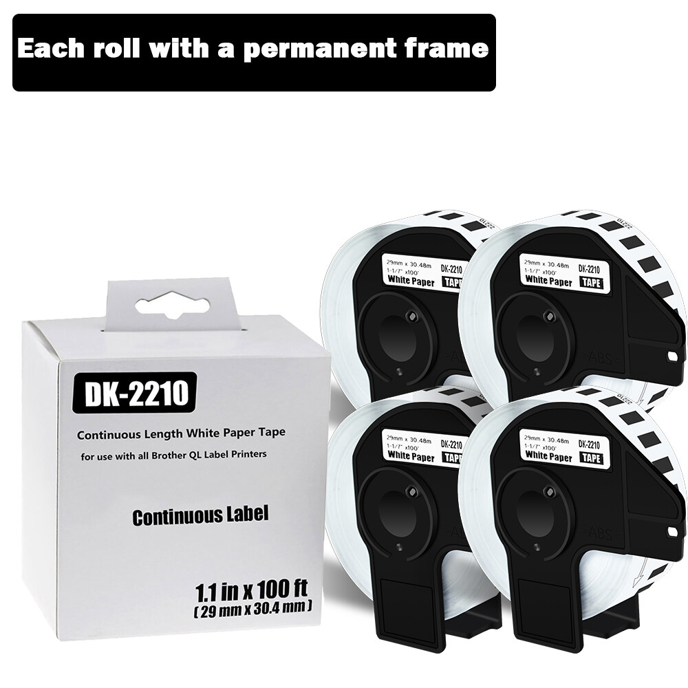 4 Rolls 29mm x 30.48m Shipping Labels Compatible with Brother QL-580N DK-2210