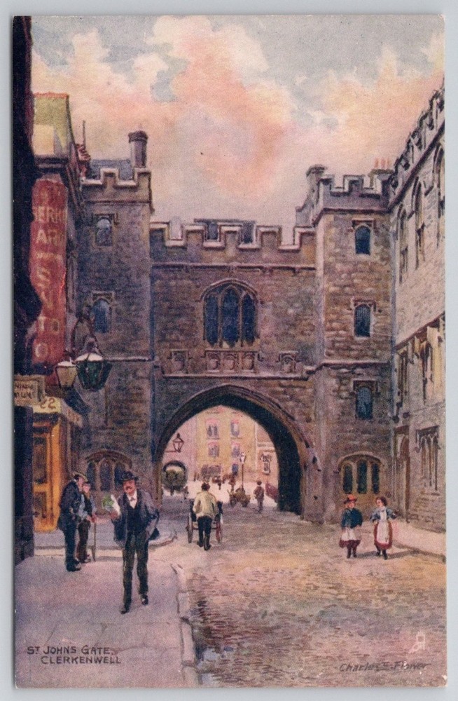 Raphael Tuck St John's Gate Clerkenwell London Aquarette Postcard c1910