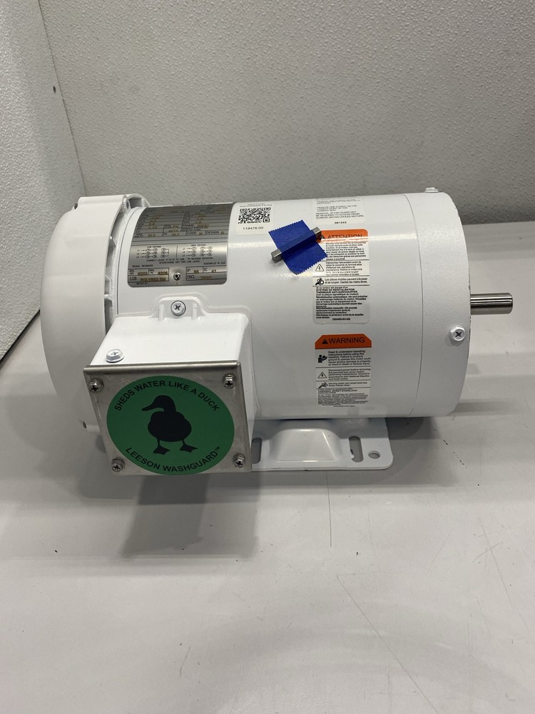 Leeson 1 HP Washdown Motor 3 phase 1800 RPM 208-230/460V 56HC Frame 119476.00