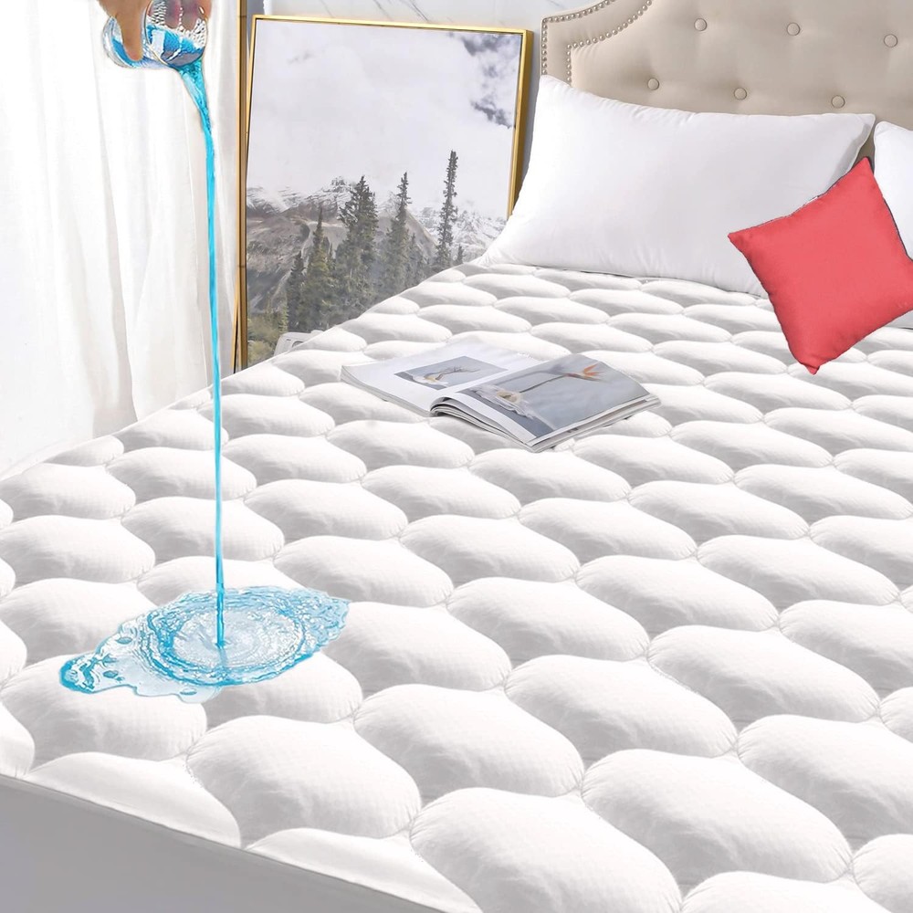 Queen Size Quilted Waterproof Mattress Pad with Premium Hollow Fiber