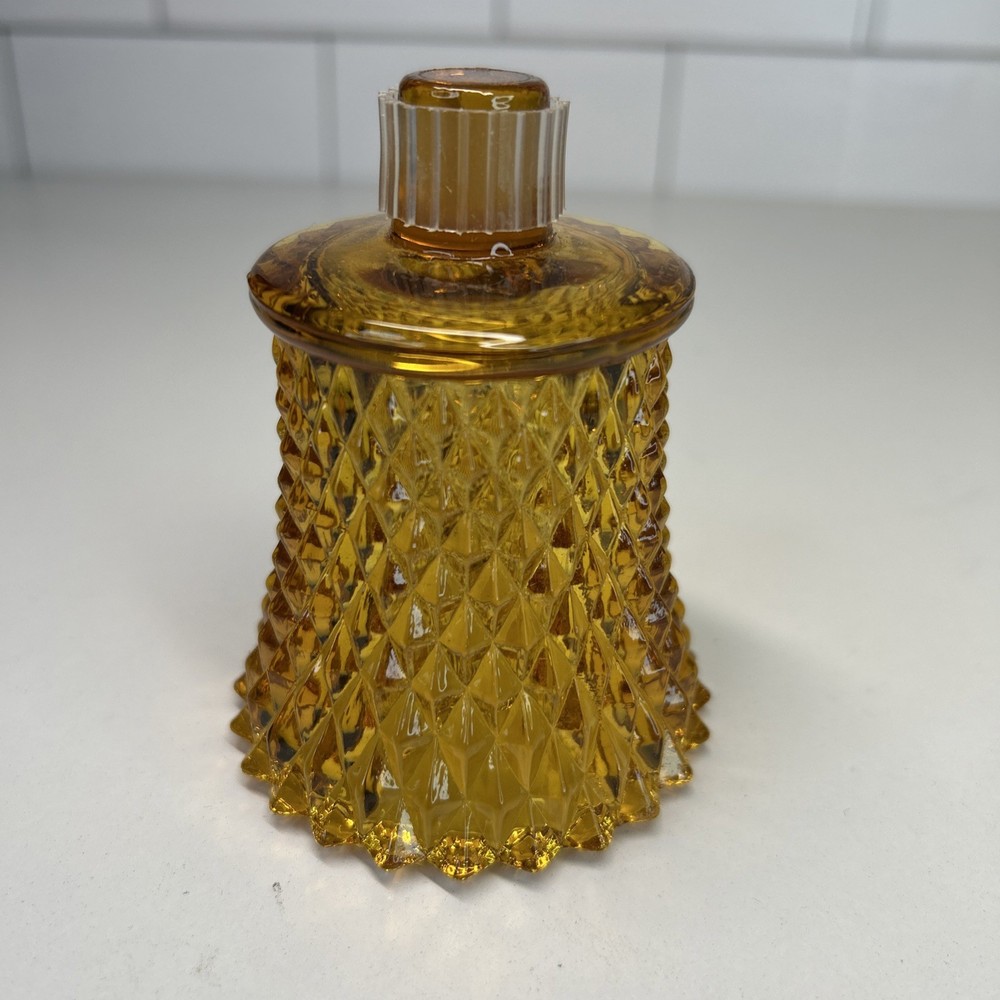 Vintage Gold Glass Peg Votive Candle Holder Thousand Eye Hobnail Homco