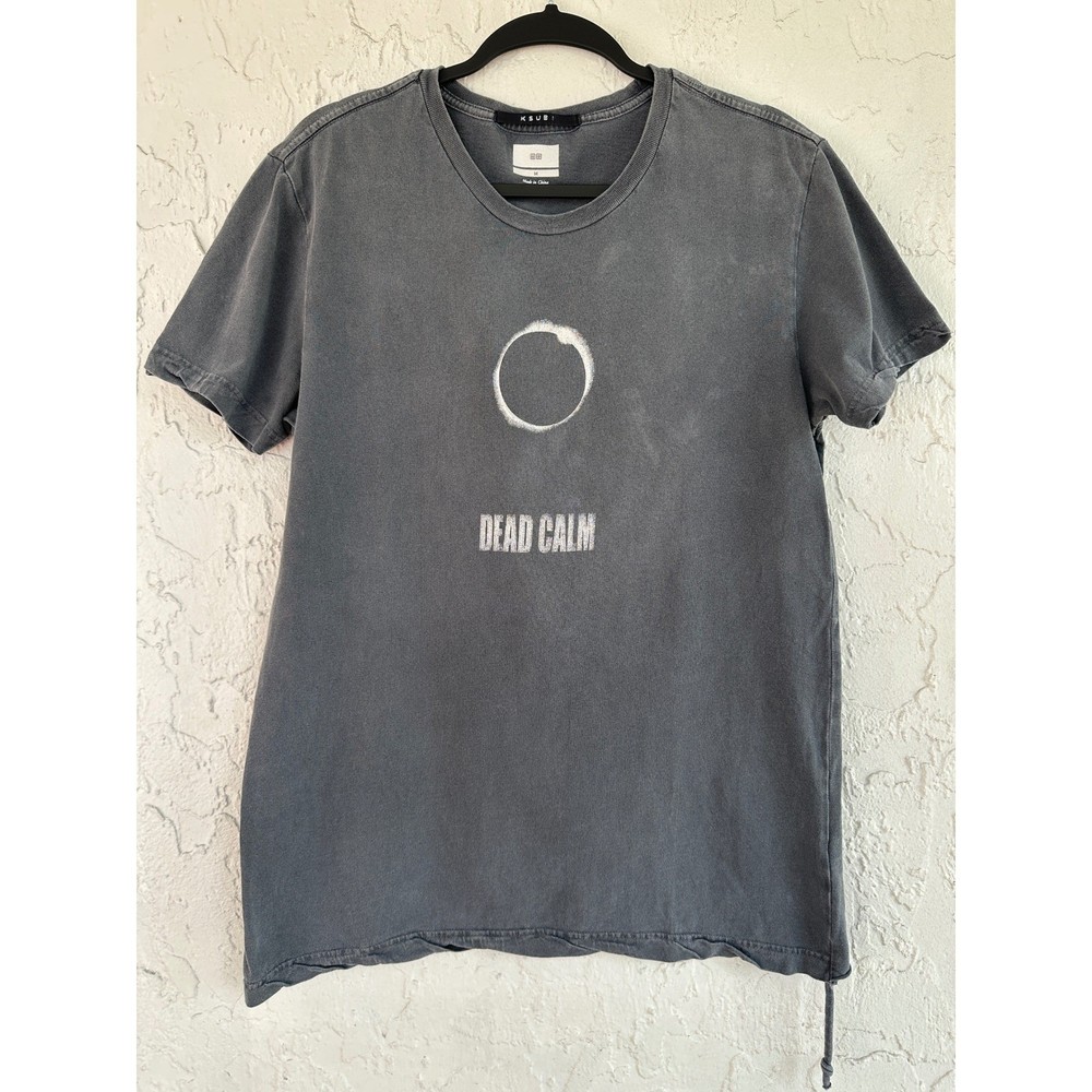 Ksubi Dead Calm Graphic T-Shirt Faded Black Cotton Short Sleeve Men Medium Acubi