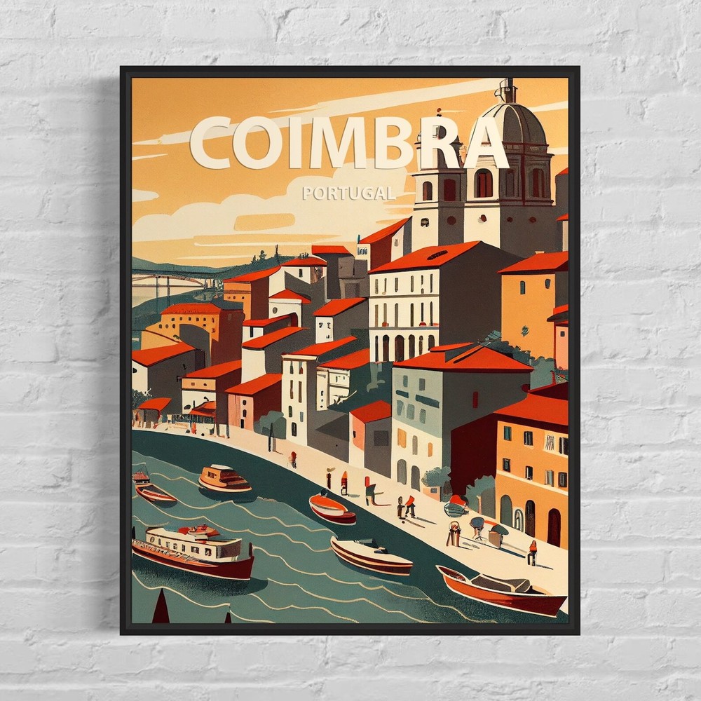 Coimbra Portugal Retro Art Print Coimbra Wall Art Illustration Coimbra Vintage