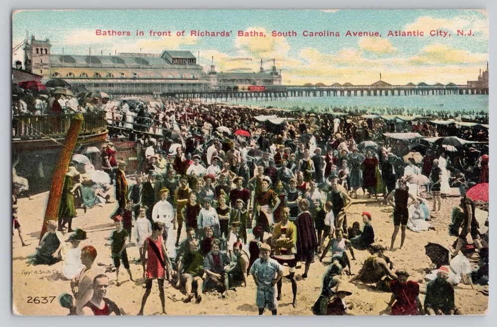 Bathers Richard's Baths South Carolina Avenue Atlantic City NJ 1911 Postcard