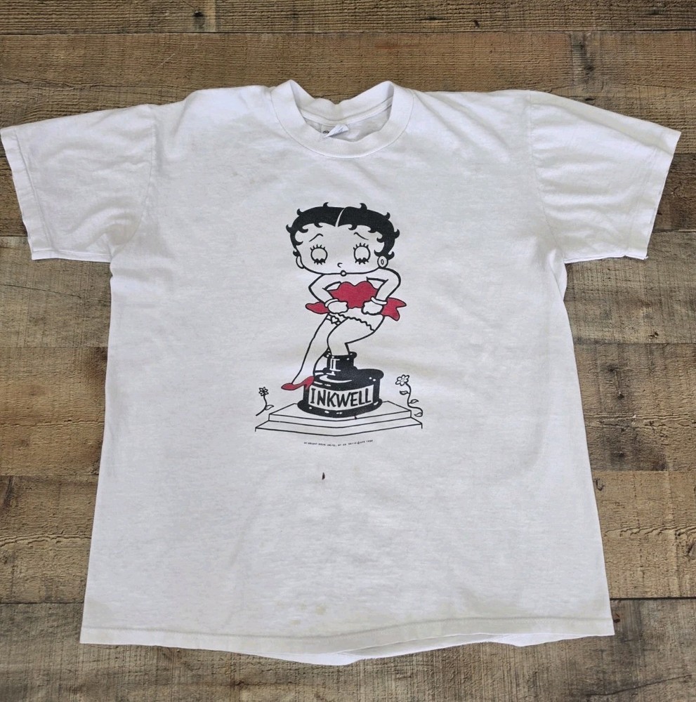 Vtg 1989 Betty Boop Break Through Inkwell T Shirt Sz L Single Stitch