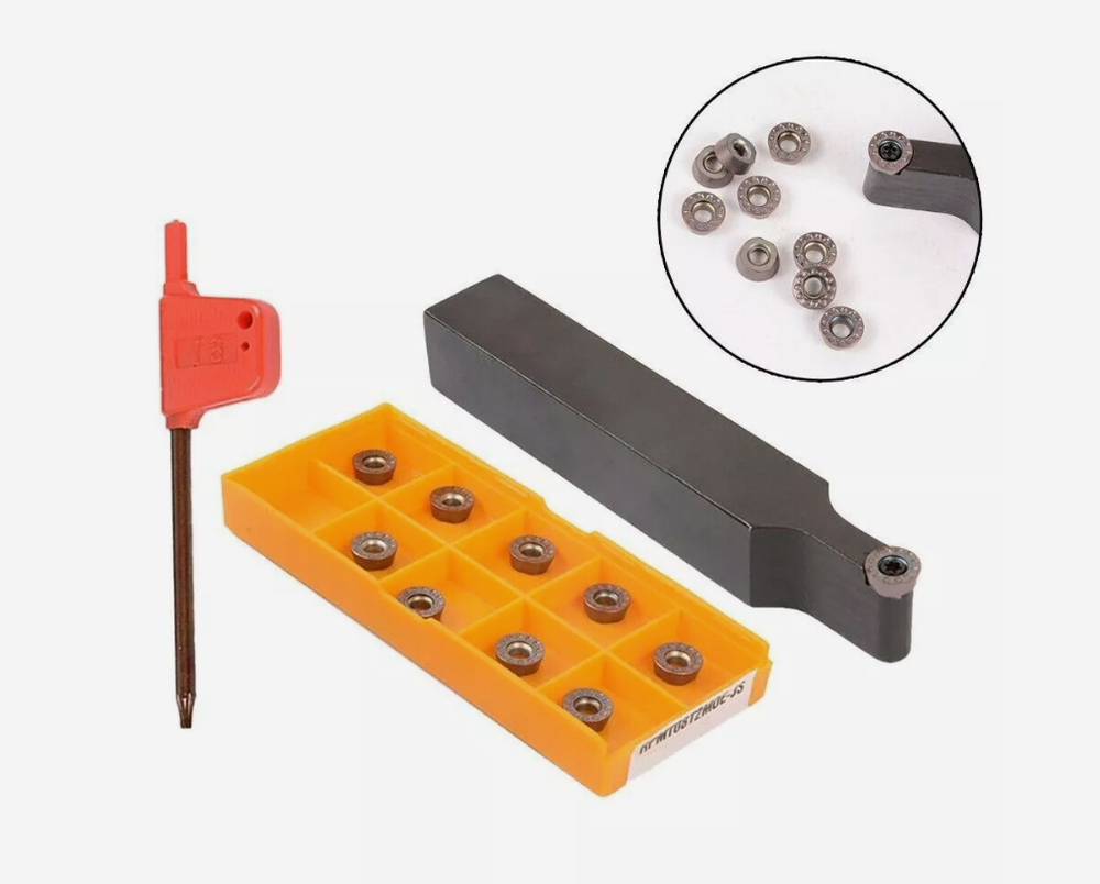 SRDPN1616H08,16x100mm Lathe External Turning-Tool Holder +10*RPMT08T2M0E-JS Tool