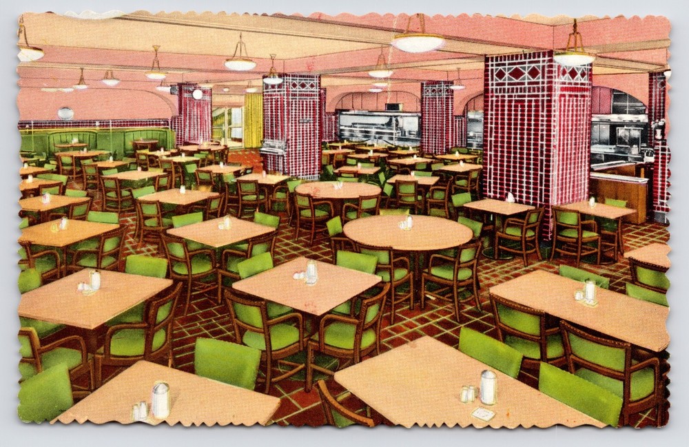 YMCA Hotel Restaurant Wabash Ave. Deco Room Chicago Illinois IL c1930s Postcard