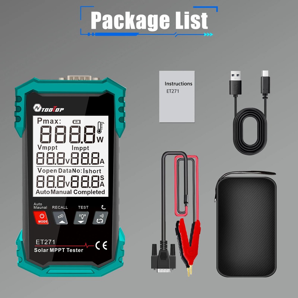 Solar Power MPPT Tester Photovoltaic Power Meter 2000W Volt/Amp 90V 40A  ET271