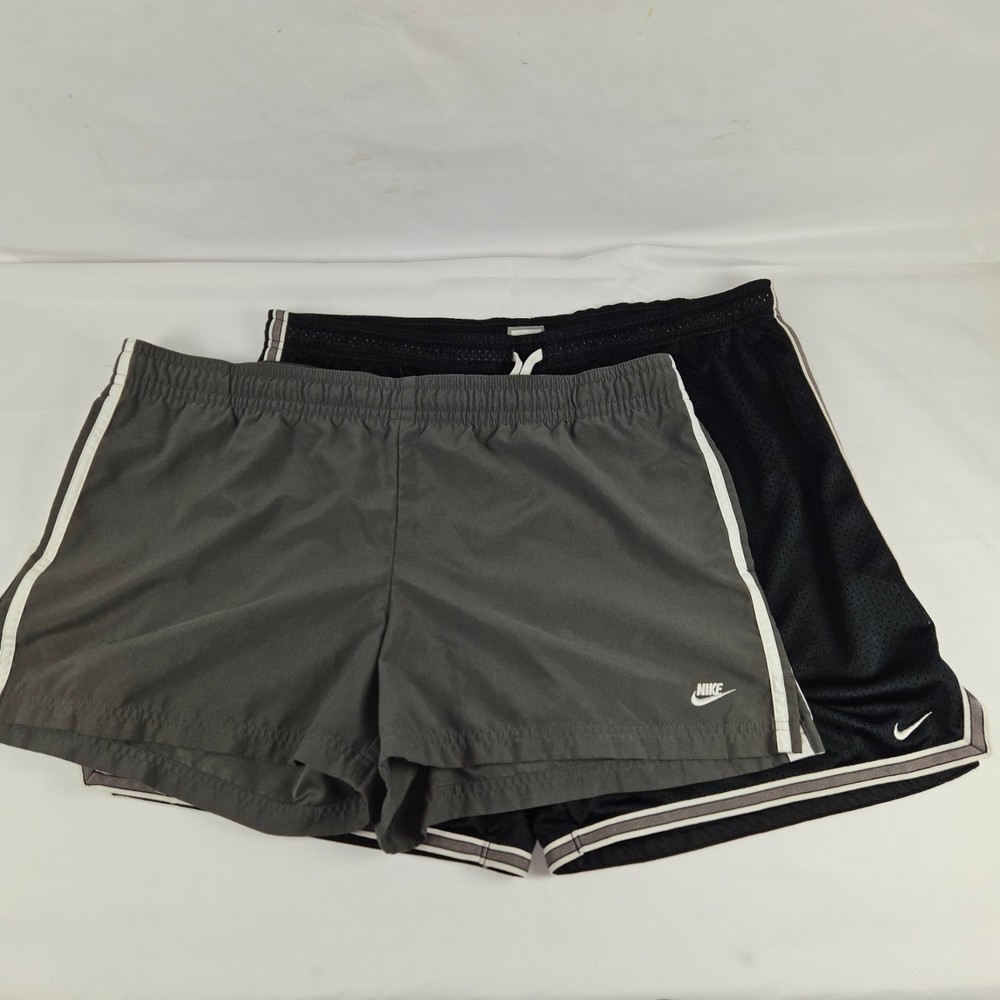 VTG Y2K Nike Shorts Womens XL  Black White Gray Tag Mesh  Athletic LOT OF 2 pair