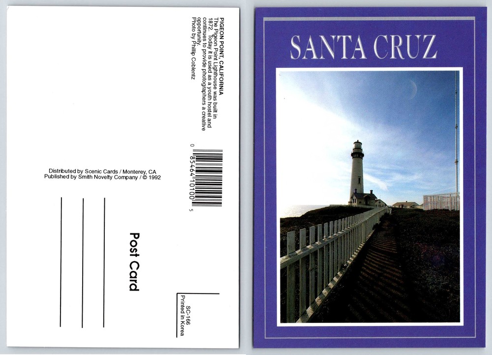 Santa Cruz California PIGEON POINT LIGHTHOUSE Postcard V8