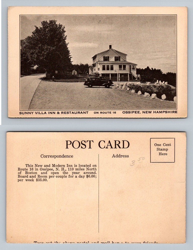 Ossipee, NH-New Hampshire, Sunny Villa Inn Restaurant Route 16 Vintage Postcard