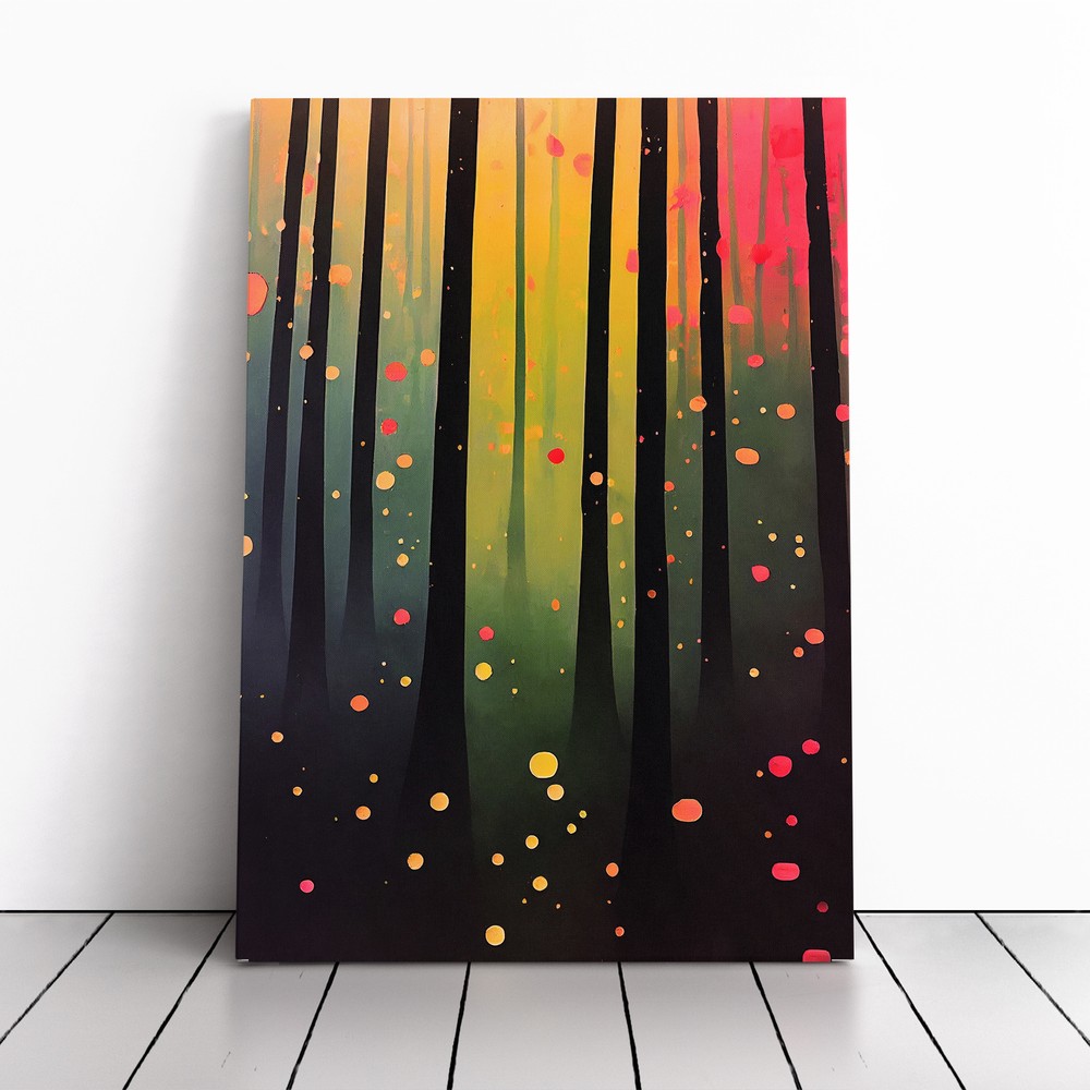 Twinkling Forest Abstract Canvas Wall Art Print Framed Picture Decor Dining Room-image