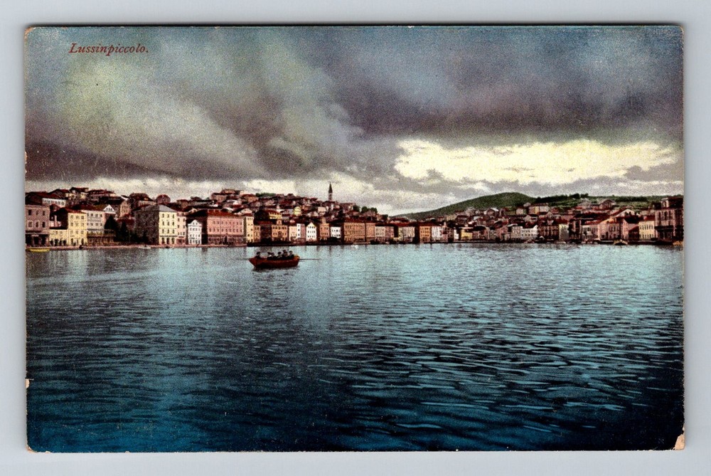 Croatia- Lussinpiccolo Evening Waterfront Town View Old Postal Vintage Postcard