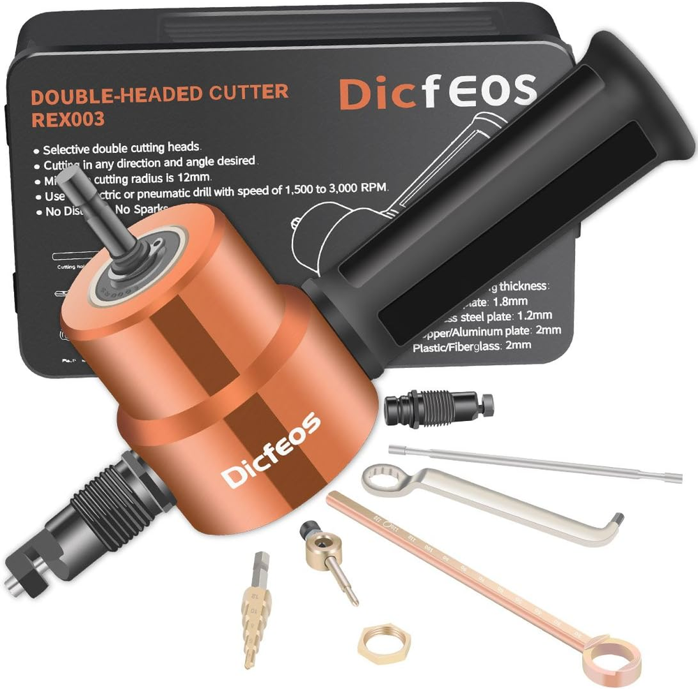 Dual Head Sheet Metal Cutter – Straight Cut Nibbler Drill Attachment