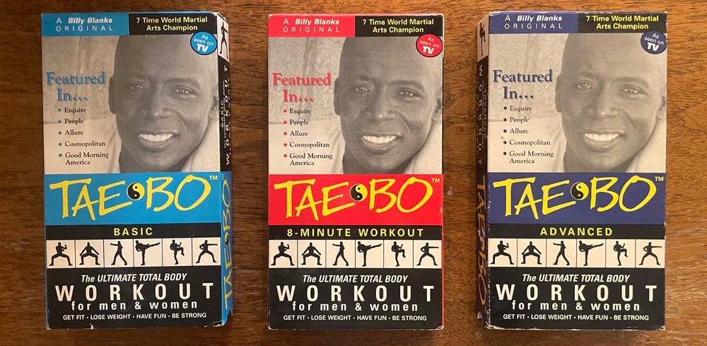 Lot of 3 Tae Bo  VHS tapes - 8 minute workout/basic/advanced - VHS - Fitness