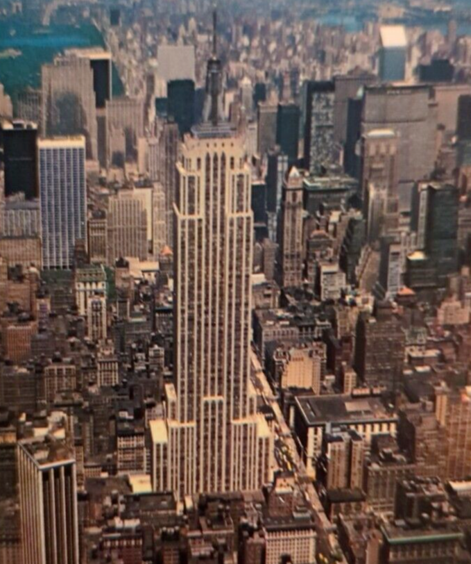 Aerial View of Empire State Building New York Manhattan Vintage Continental Postcard NYC Skyline Retro Collectible