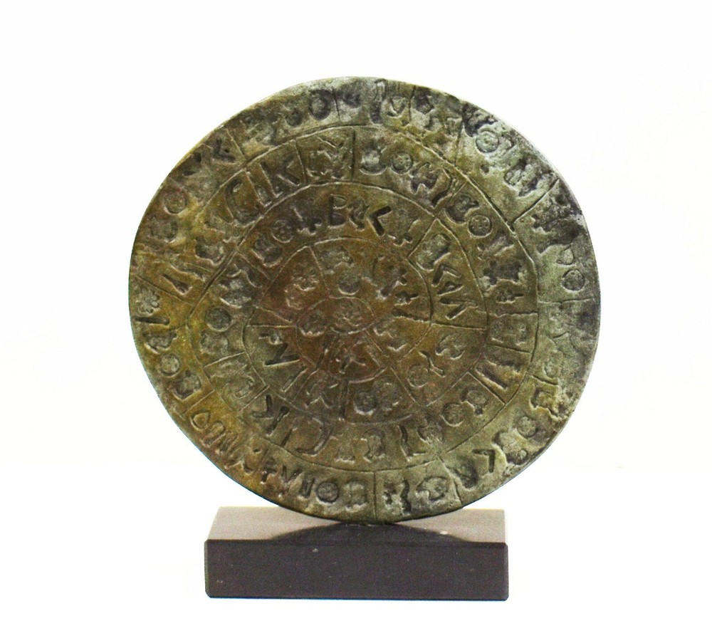 Phaistos disc Bronze sculpture - Palace of Knossos Minoan Period Museum Replica