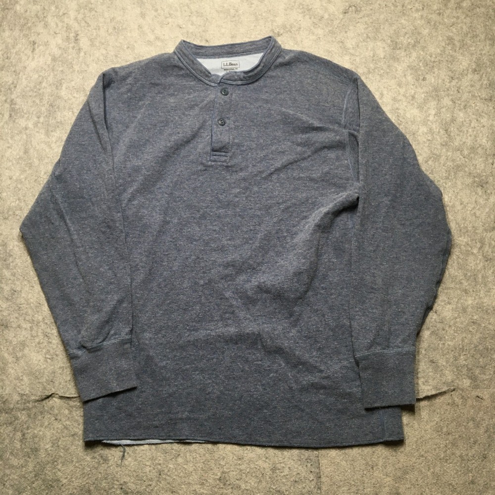 LL Bean River Driver Shirt Mens L Tall Henley Pullover Wool Thermal Two Layer