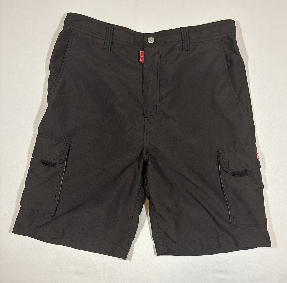 Y2K Quiksilver Men's Black And Red Cargo Board Shorts 11