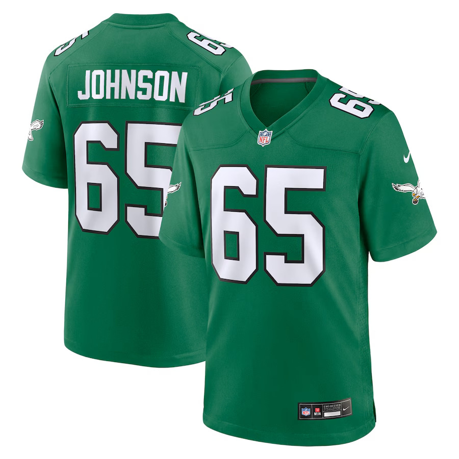 Men's Lane Johnson Kelly Green Eagles Limited Stitched Game Jersey #65