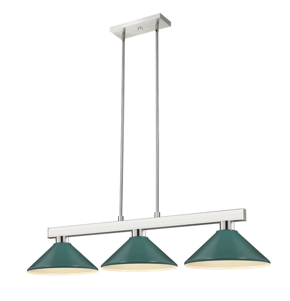 Brushed Nickel Cobalt 3-Light Linear Pendant Light Fixture