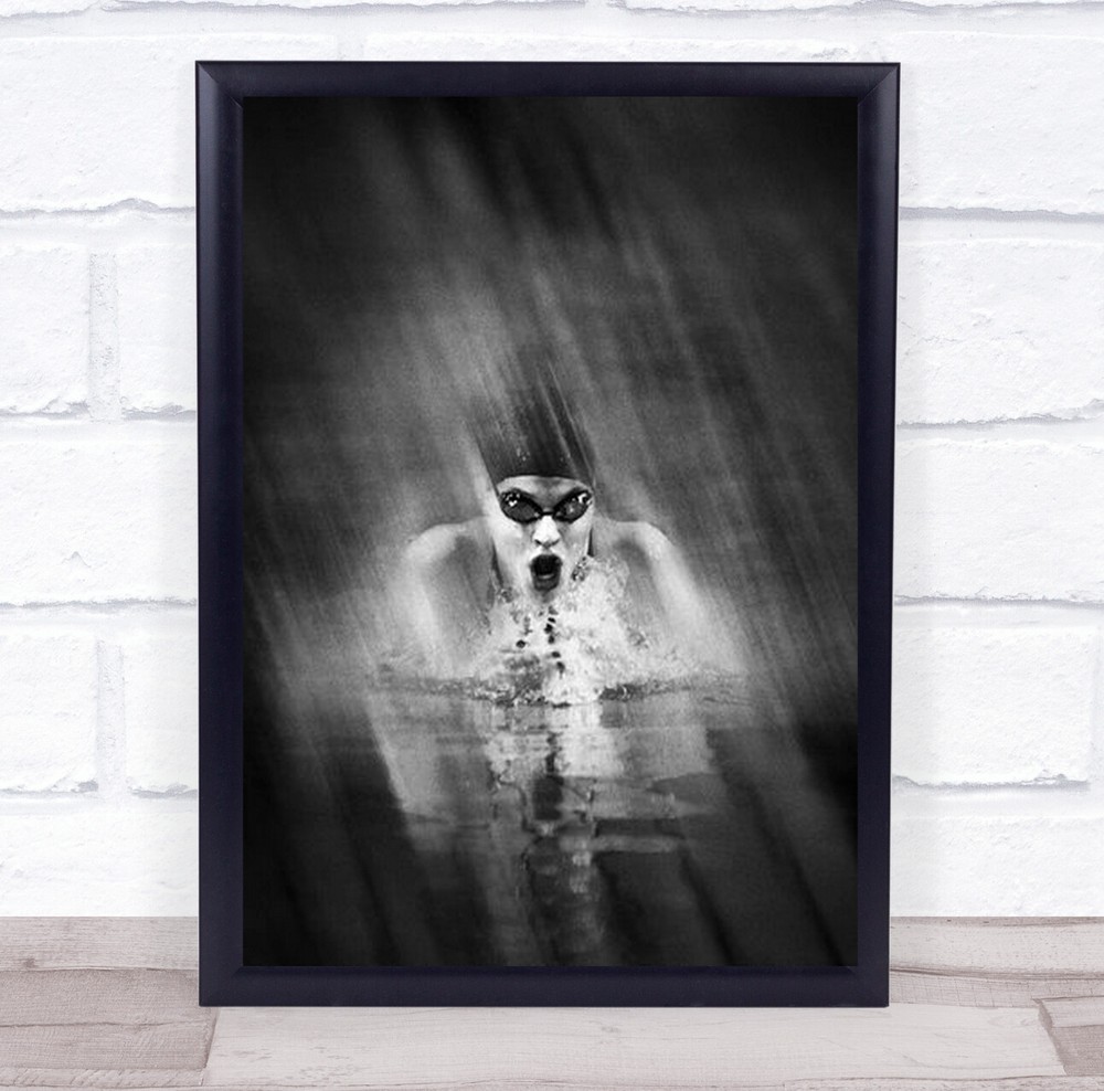 Swimming Speed Action Sports Water Swimmer Movement Swim Wall Art Print