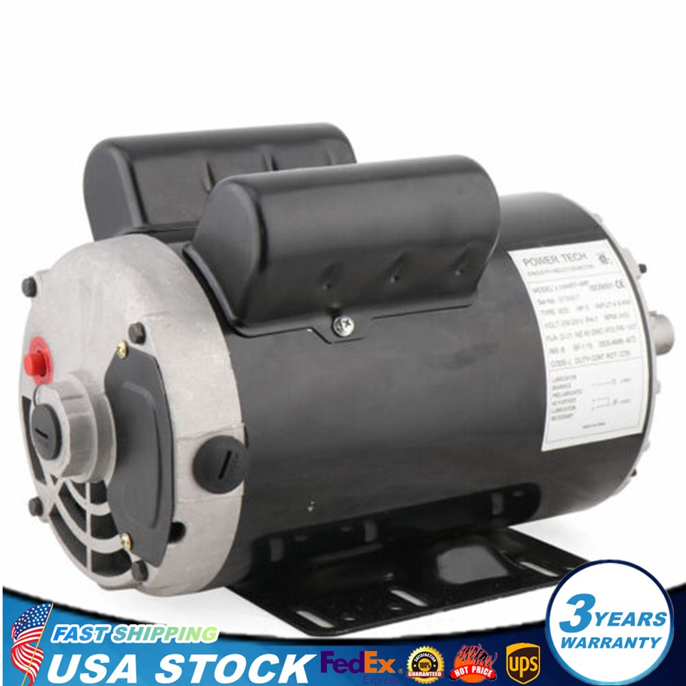 5 HP Air Compressor Electric Motor 208-230 V Single Phase 7/8