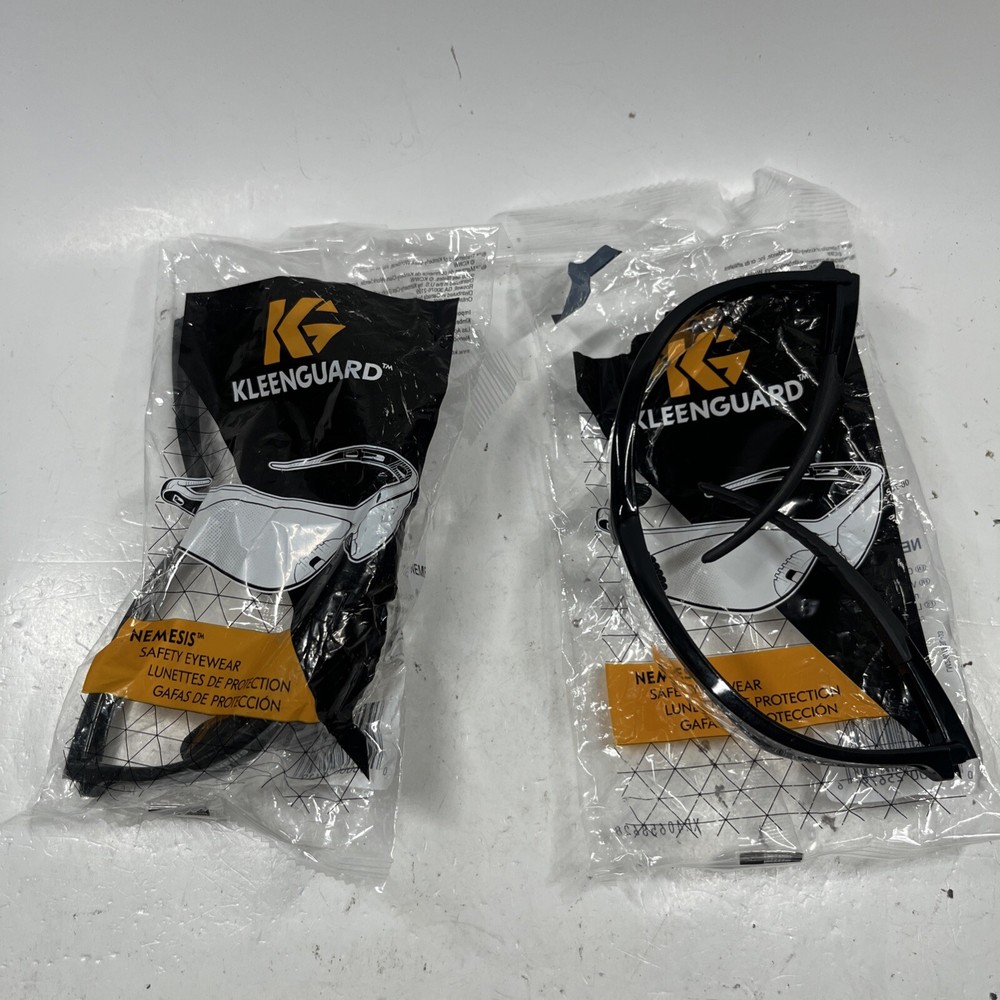 2 Pack KleenGuard NEMESIS 25679 Black Frame Clear Anti-Fog Safety Glasses New