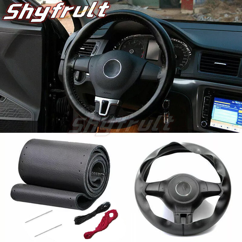 Genuine-Leather-DIY Car Steering Wheel Cover Anti-slip For-15