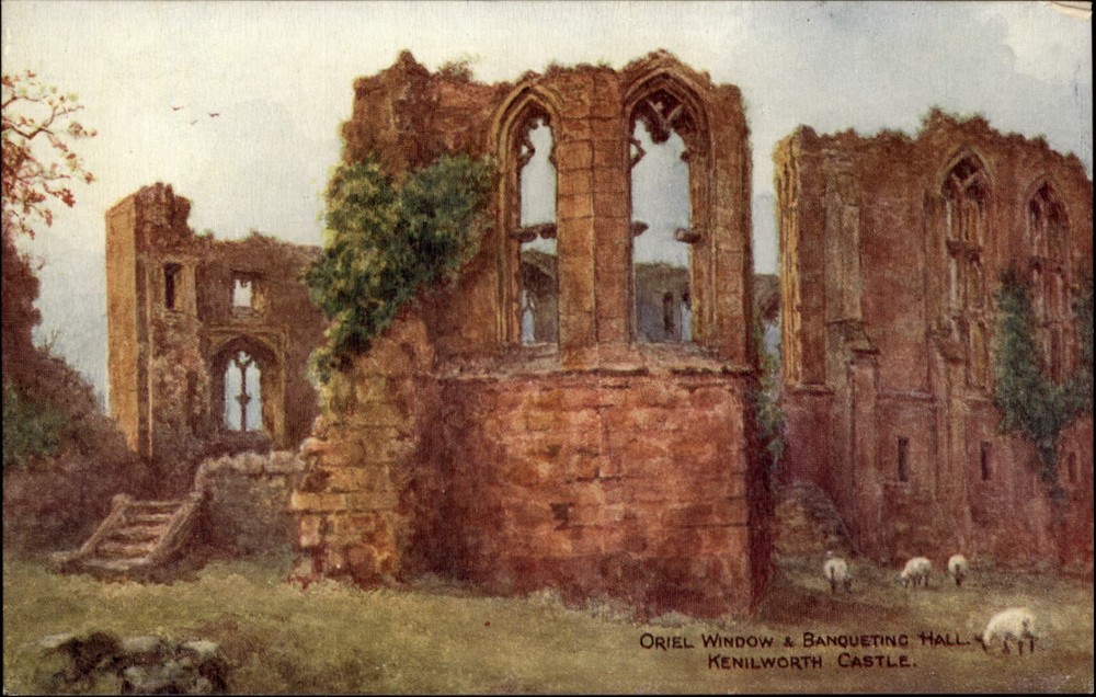 Kenilworth Castle Oriel Window Banquet Hall vintage postcard s671