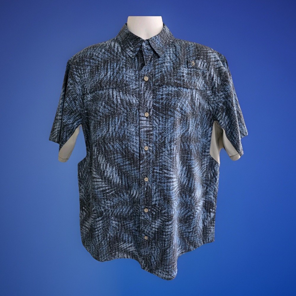 Reel Legends Mariner II Performance Outfitters Men's S/S Shirt Blue, Sz Med