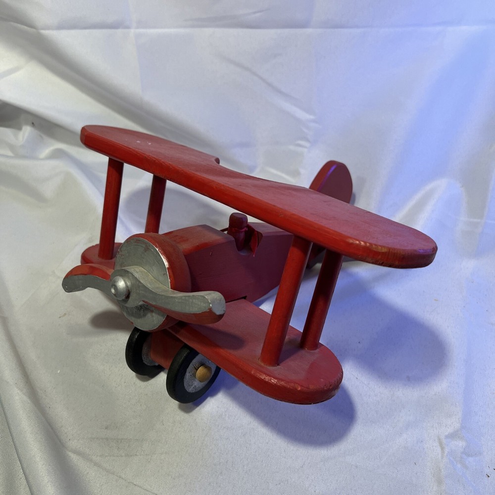 Vintage Wooden Hand Made Airplane, Roughly 12” Wide 10” Long, Vintage Wooden Toy