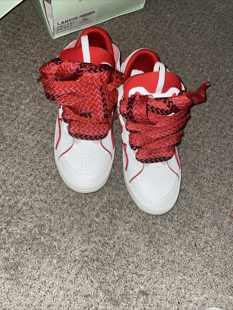 Lanvin Men's Red and White Sneakers Size 10 READ DESCRIPTION