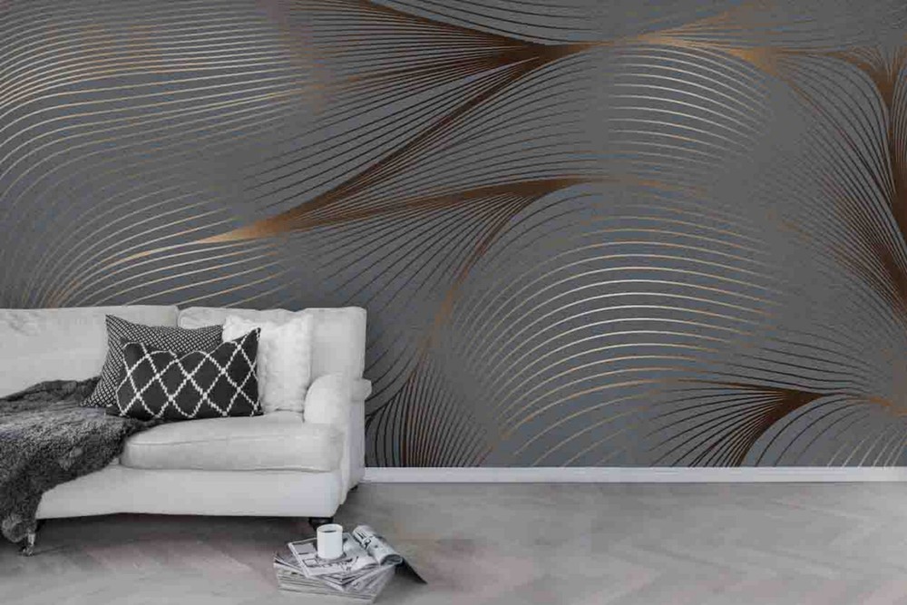 3D Gold Lines Abstract Texture Wall Murals Wallpaper Murals Wall Sticker