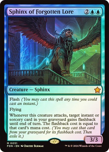 Sphinx of Forgotten Lore 51 Foil NM MTG Foundations Magic Rare Card