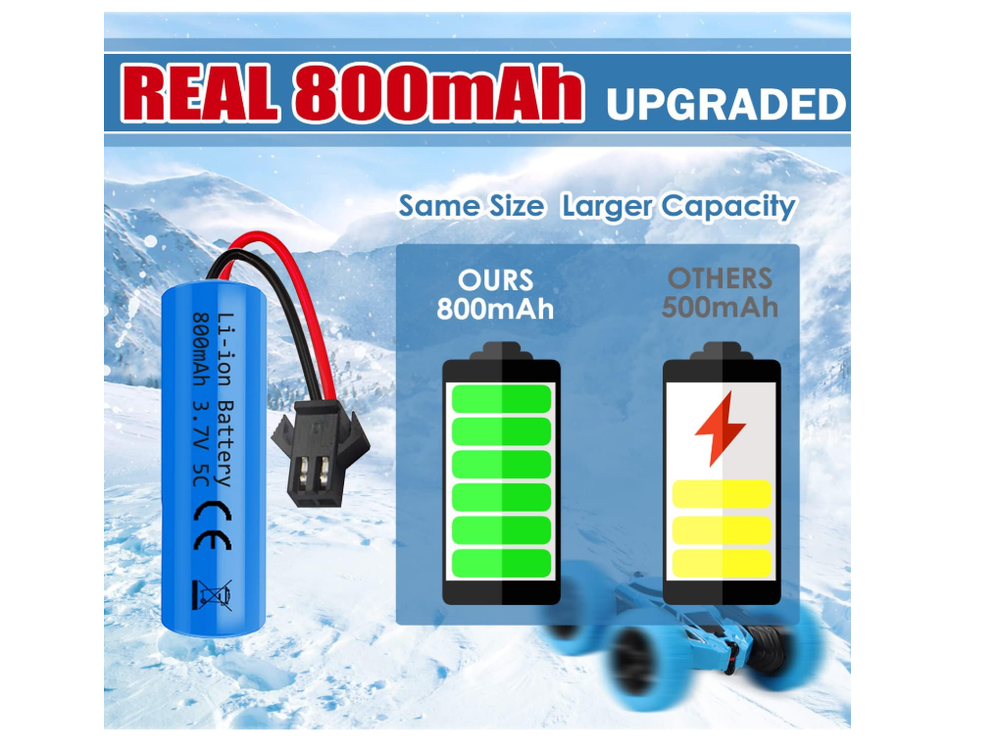 3.7V 800Mah Li-Ion Battery 2Pack with USB Chargers SM-2P Plug RC Rechargeable Ba